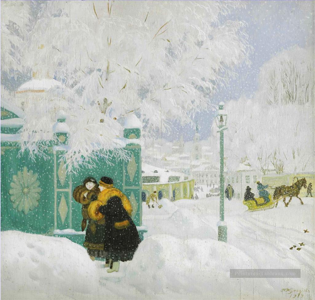 SCÈNE WINTER Boris Mikhaïlovitch Kustodiev Peintures à l'huile